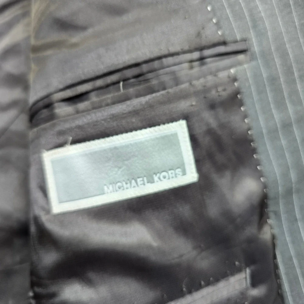 Michael Kors Suit Mens 42R 2‎ Piece Pants 38x34 Grey Pinstripe Business Work